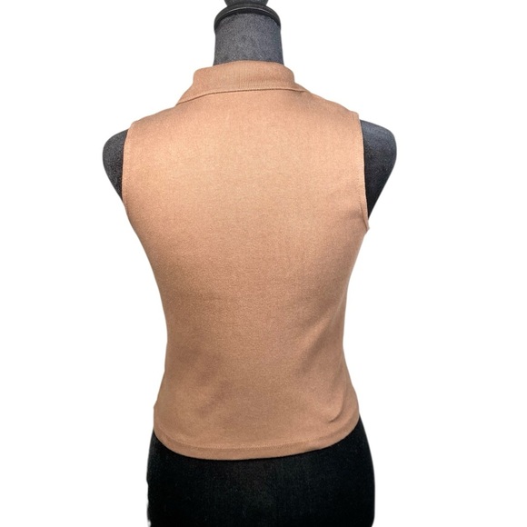 Brandy Melville Sleeveless Polo Top Brown Size Small - Picture 3 of 8